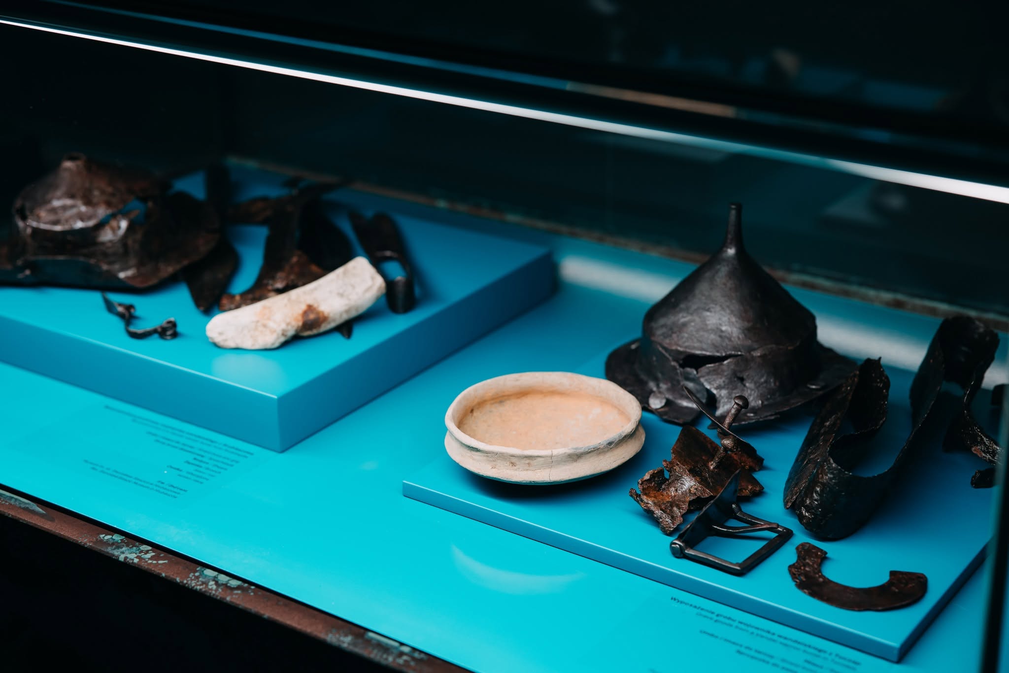 An ancient umbo – an iron part of a shield – was found at the collection centre. It even had bones inside it.